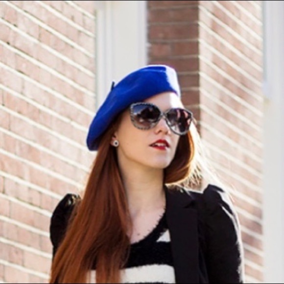 THE COUNTESS Royal Blue French Wool Beret - Picture 3 of 10
